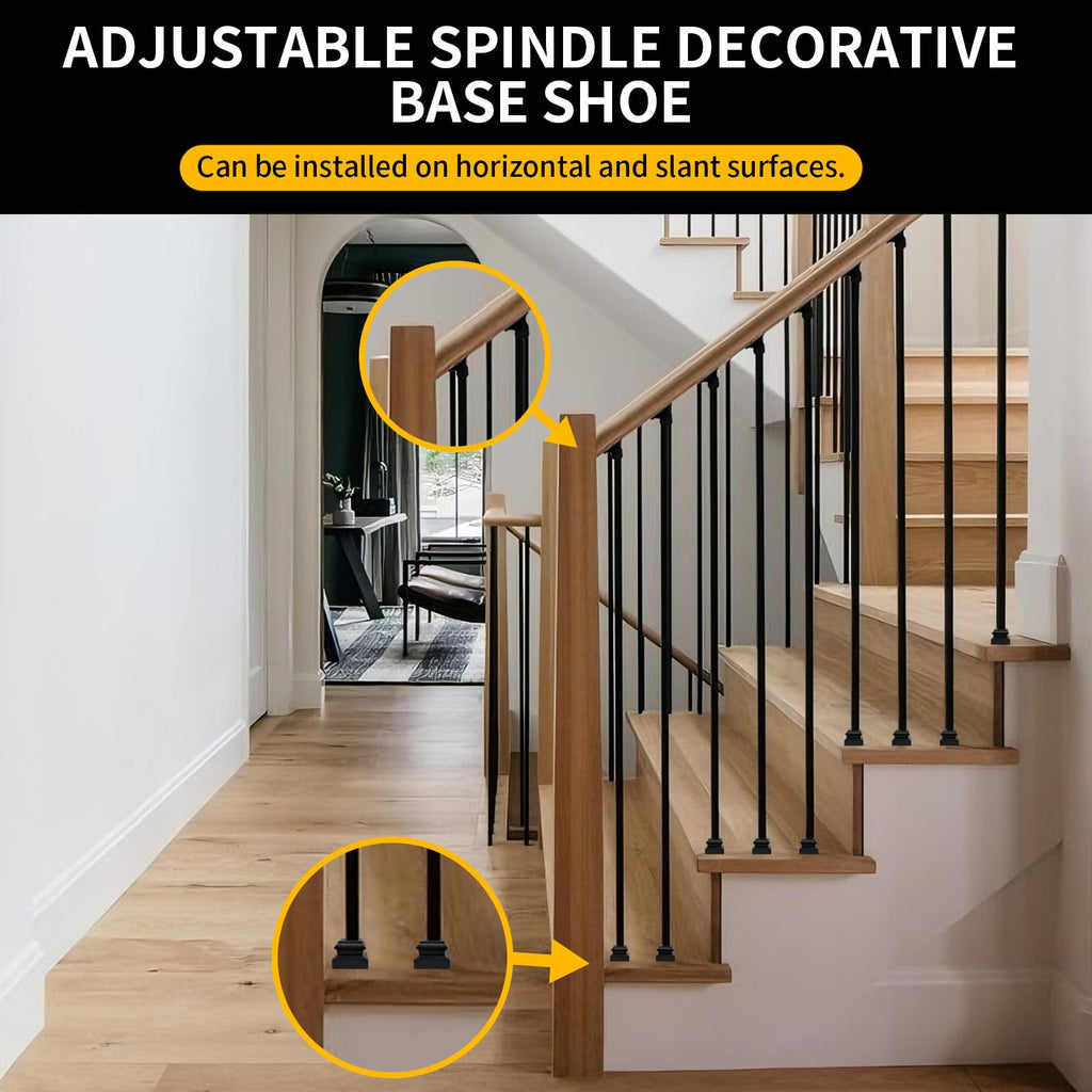 30pcs 5/8" Round Alumminum Alloy 45 Degree Baluster Shoes, Stain Black Decorative Railing Spindle Shoe, Metal Durable