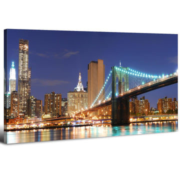 Brooklyn Bridge Wall New York NIght Picture Decor 20x40