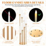 Tessco 4 Sets Gold 7 Arm Floor Candelabra 46.5'' Tall Floor Candle Holders Metal Candle Holders with Acrylic