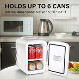 4L/6 Can Mini Fridge, Portable Cooler & Warmer Freon-Free Refrigerator, Provide Compact Storage for Skincare, Beverage