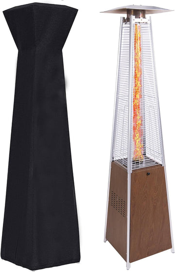 Veemuao 48,000 BTU Pyramid Patio Heater Outdoor Propane Gas Heater with Quartz Glass Tube, Wheels & Cover, Stainless