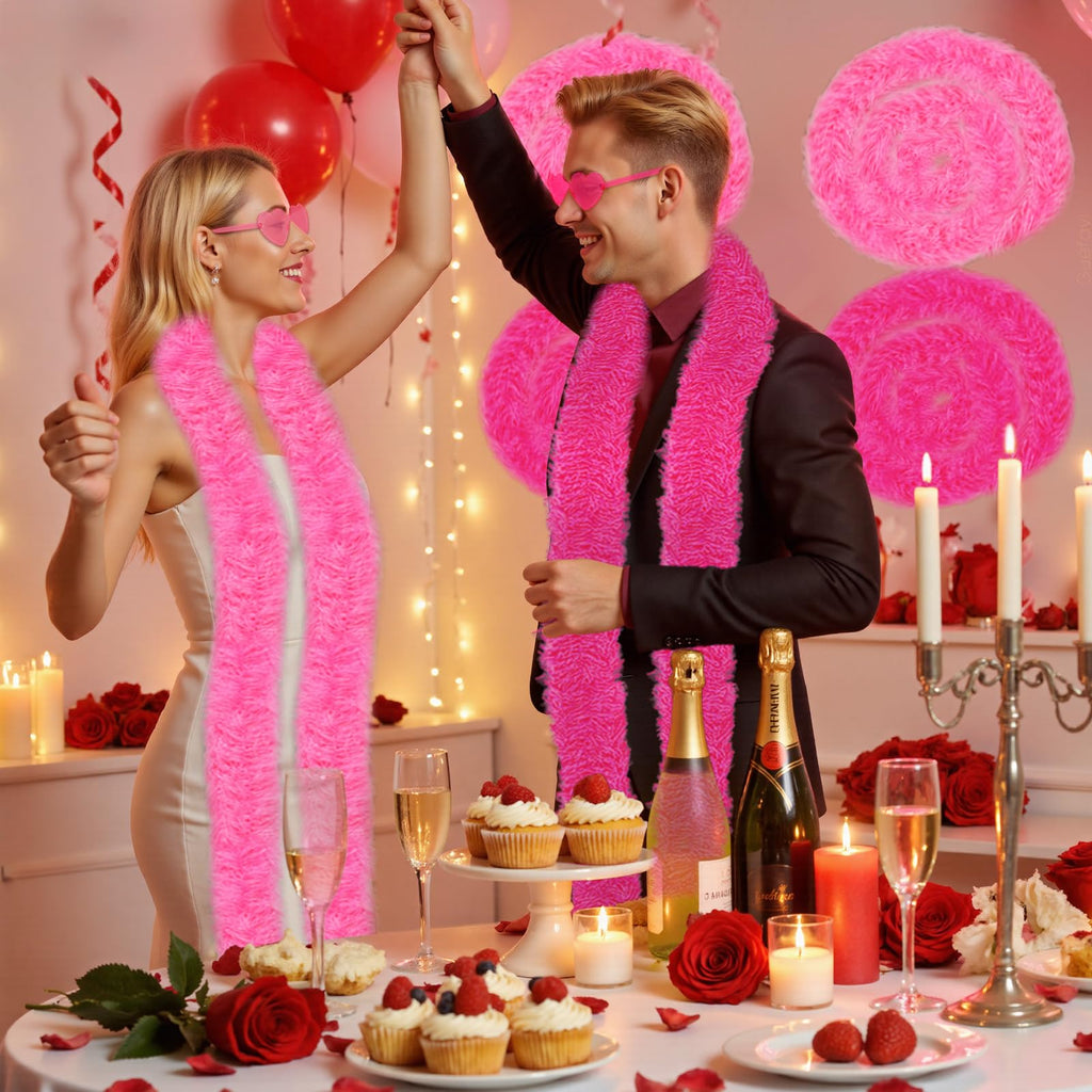 Pink Feather Boa 12PCS Feather Boas Party Pack (2m/6.6ft) Boa Sunglasses
