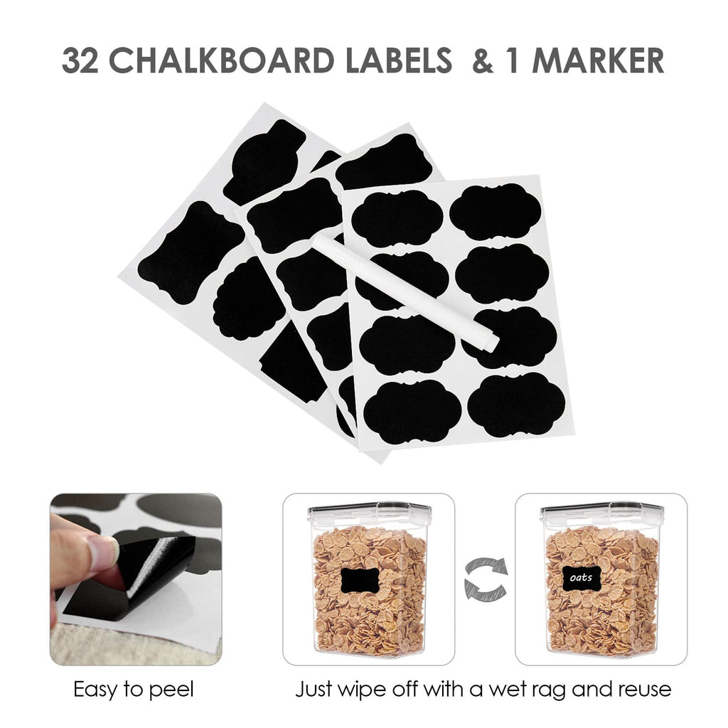 32pcs Airtight Food Storage Containers Set, BPA Free Plastic Kitchen and Pantry Organization Canisters with Lids