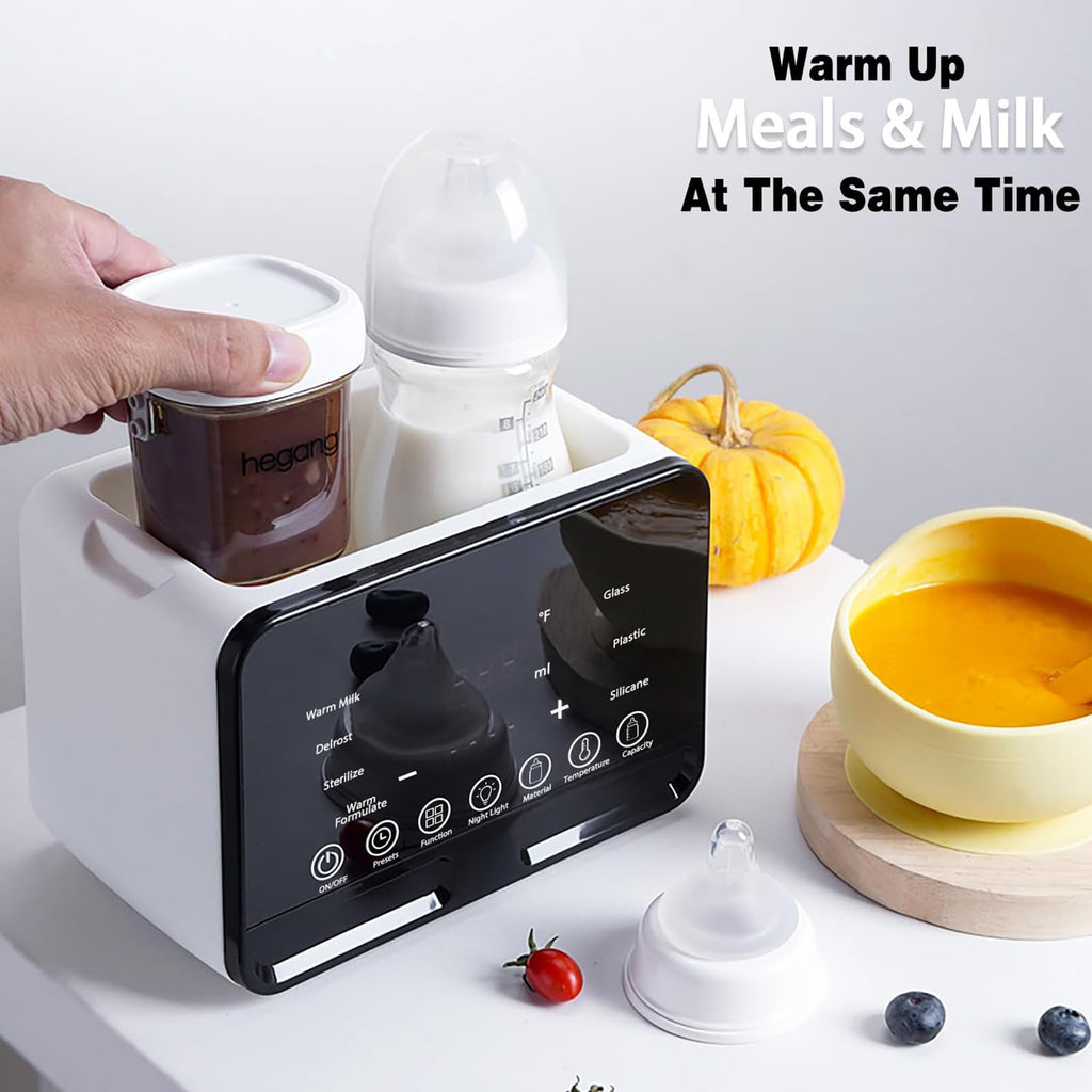 Baby Bottle Warmer All Bottles Water Bath Warming 48H Constant Thermostat Mode, 10-in-1 Milk Warmer Steamer, Preset