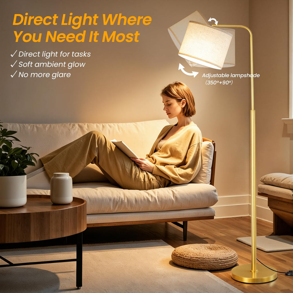 Arc Floor Lamp with Remote and Dimmable Gold Floor lamps