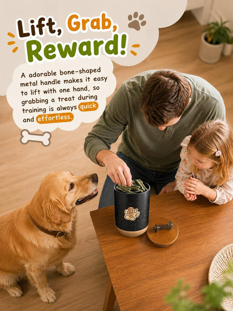 Dog Treat Container Airtight Seal, Training Dog Treat Jar with Lid