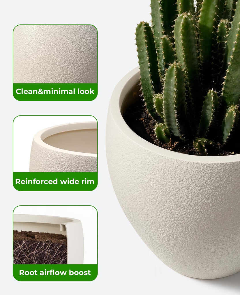 14.5 Inch Large Plastic Flower Pot with Drainage for Plants