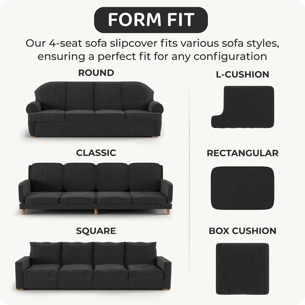 Slipcover - Stretch Couch Cover - Stylish Cushion Sofa Cover - Soft Polyester Fabric Slip Cover - 1-Piece Form Fit