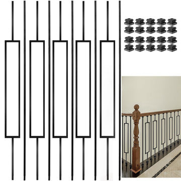 Wrought Iron Balusters, 10 Pack Metal Deck Spindles, 1/2" Deck Balusters Hollow Iron Spindles, Staircase Baluster (5