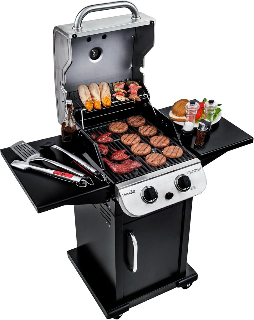 2-Burner Cabinet Propane Gas Grill, Stainless Steel BBQ Grill for Outdoor Patio Cooking