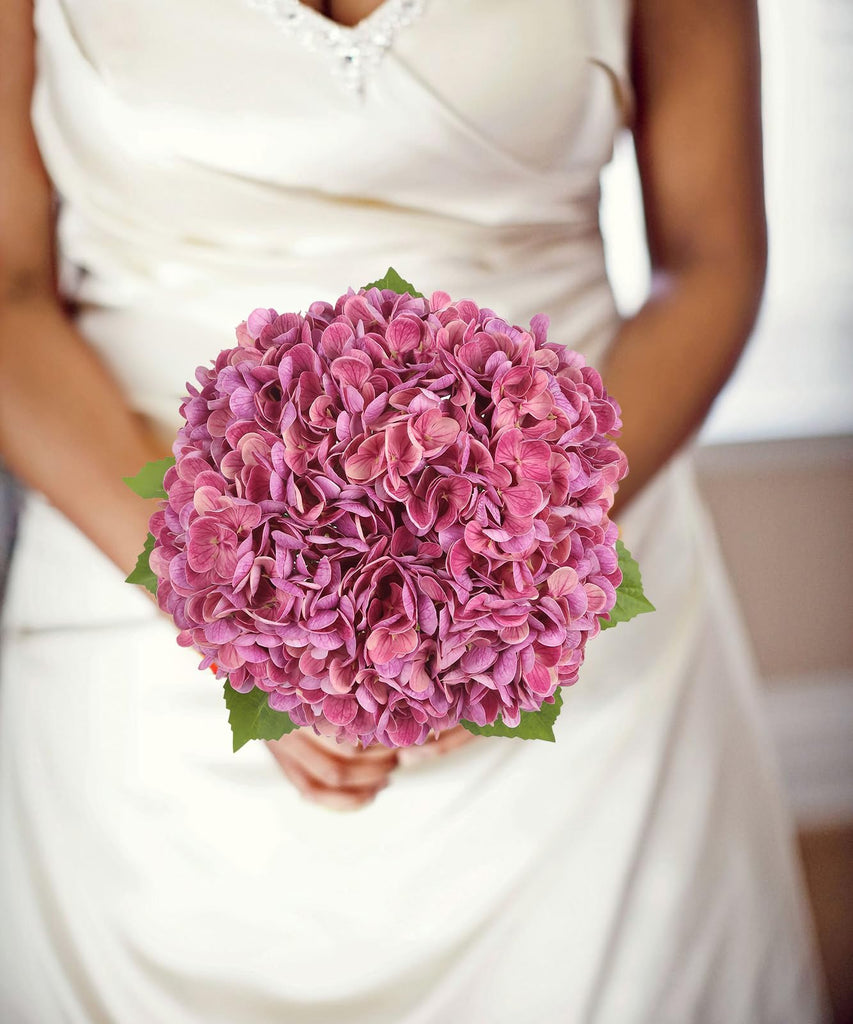 6PCS Real Touch Artificial Fuchsia Faux Hydrangeas with Short Stems Latex Realistic Fake Decor Party Floral