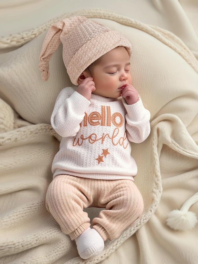 Newborn Baby Boy Girl Clothes Outfits Long Sleeve Romper Bodysuit Baby Shower Coming Home Outfit Shirt+Pants+Hat