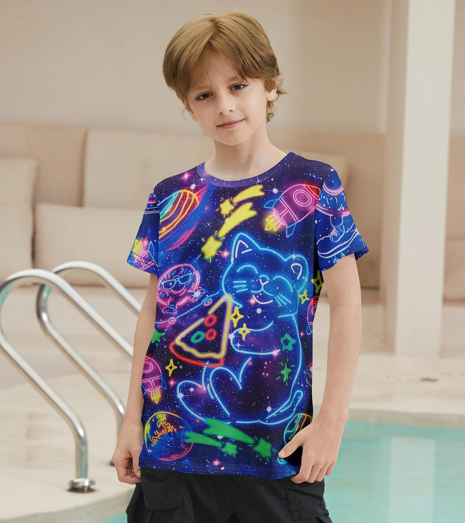 Kids Funny Graphic Polyester Colorful T Shirt for Boys Girls