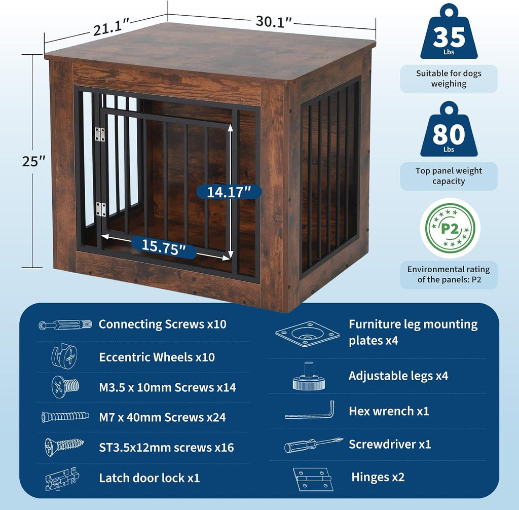 Dog Crate Furniture, Wooden End Table Dog Kennel for Indoor