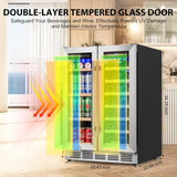 24 Inch Dual Zone Wine and Beverage Refrigerator, Built-in or Freestanding Coole