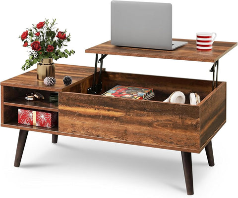 Lift Top Coffee Table,Small Coffee Table with Storage, Adjustable Shelf and Storage Compartment
