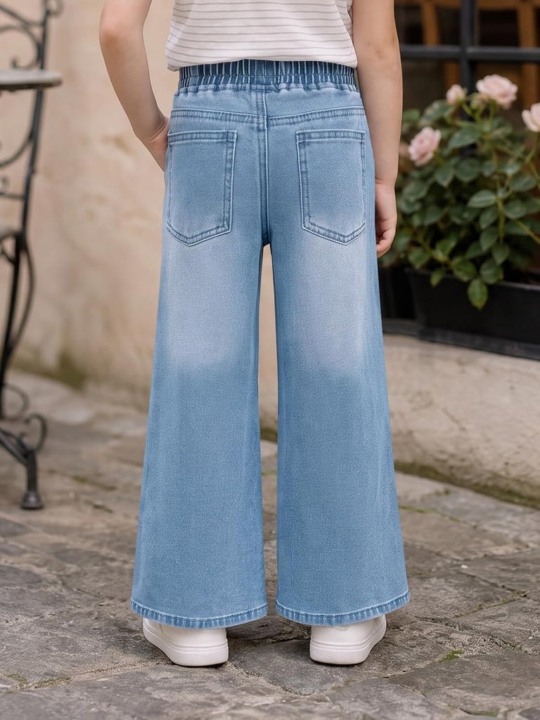 Toddler Baby Girl Wide Leg Jeans Baggy Denim Pants with Pockets