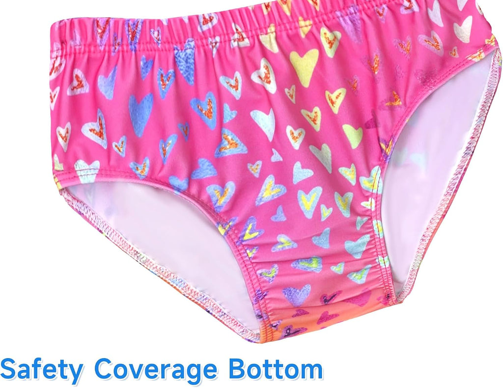 Girls Tankini Swimsuit UPF50+ Ruffle 2 Piece Bathing Suit Full Coverage Kids Swimwear Years