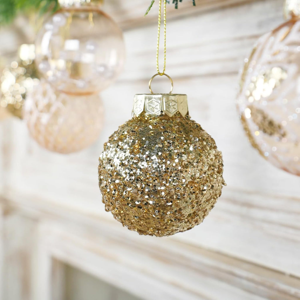 25PCS Christmas Ornaments Set, 2.36"/6CM Clear Plastic Shatterproof Christmas Ball Hanging Ornaments for Xmas Tree