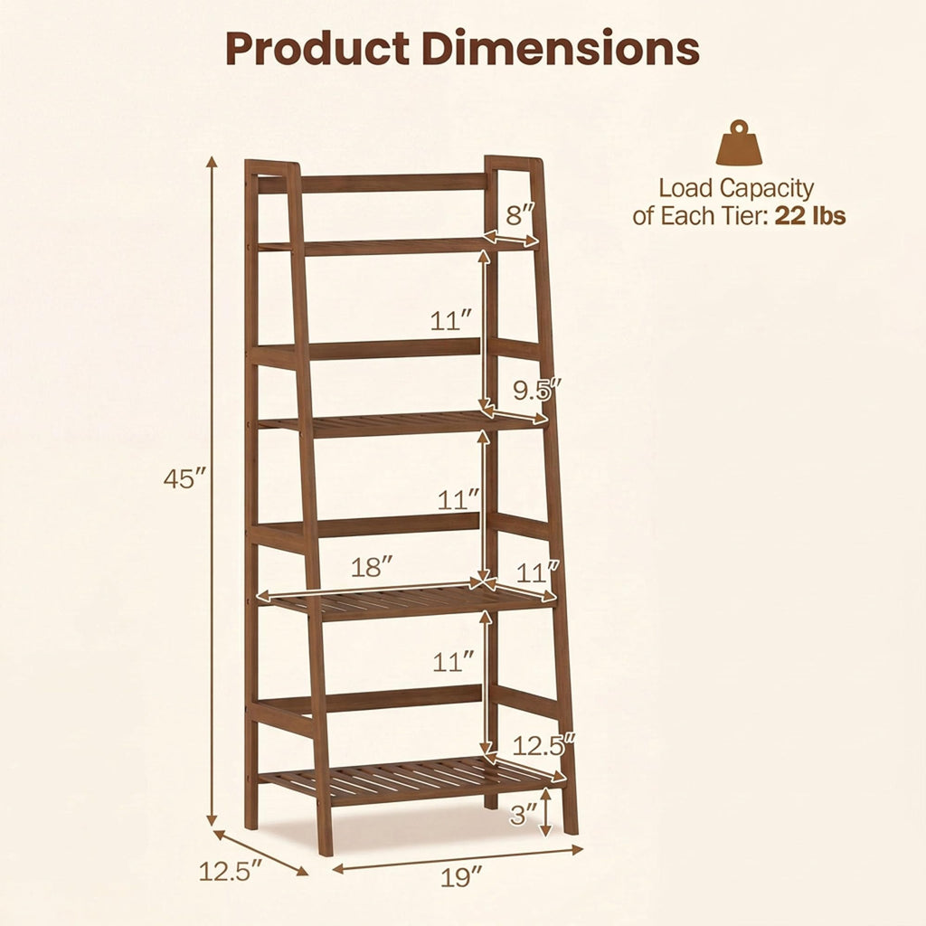 4-Tier Ladder Shelf, Bamboo Plant Stand Rack