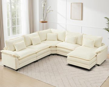 116" Oversized Modular Sectional Sofa U-Shaped Corner Cloud Couch with Ottoman, Convertible Deep Seat Chenille Couch