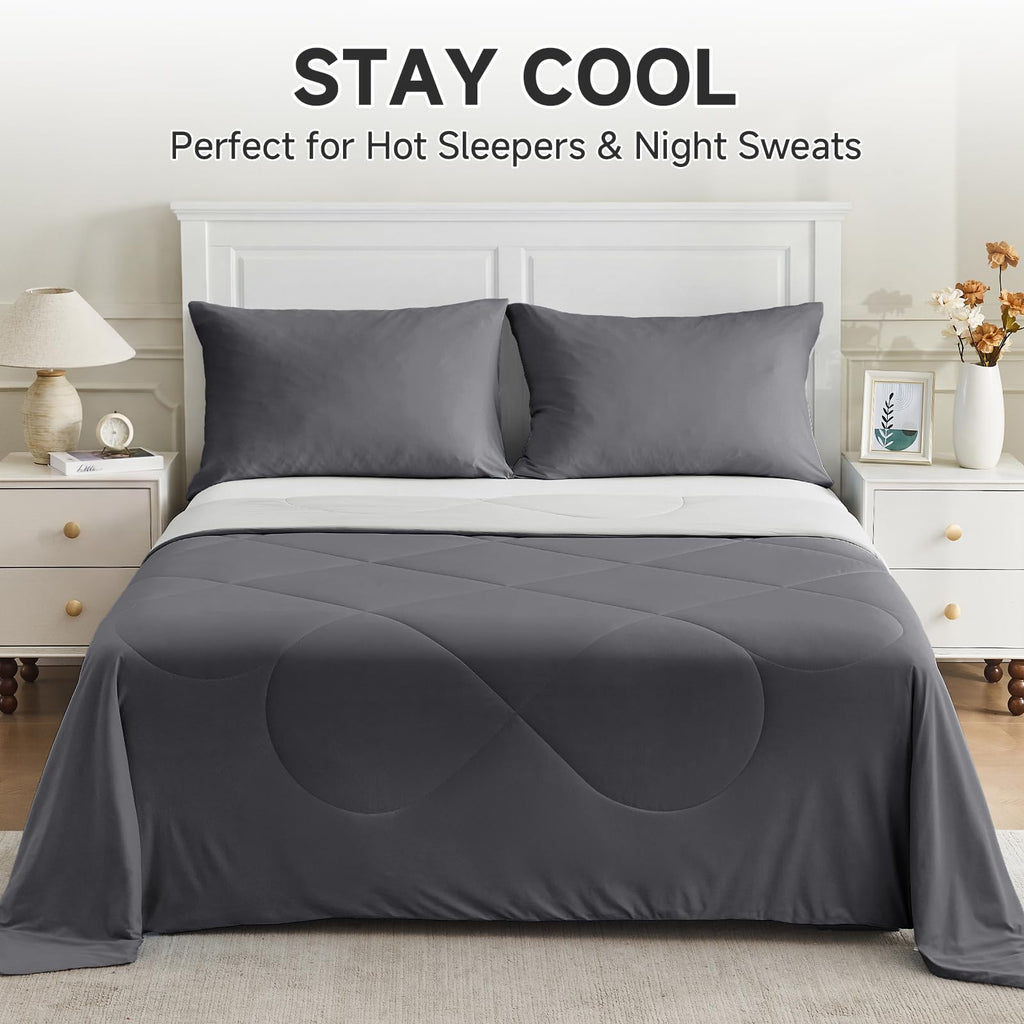 Cooling Comforter for Hot Sleepers Queen, Gray 90"x90"