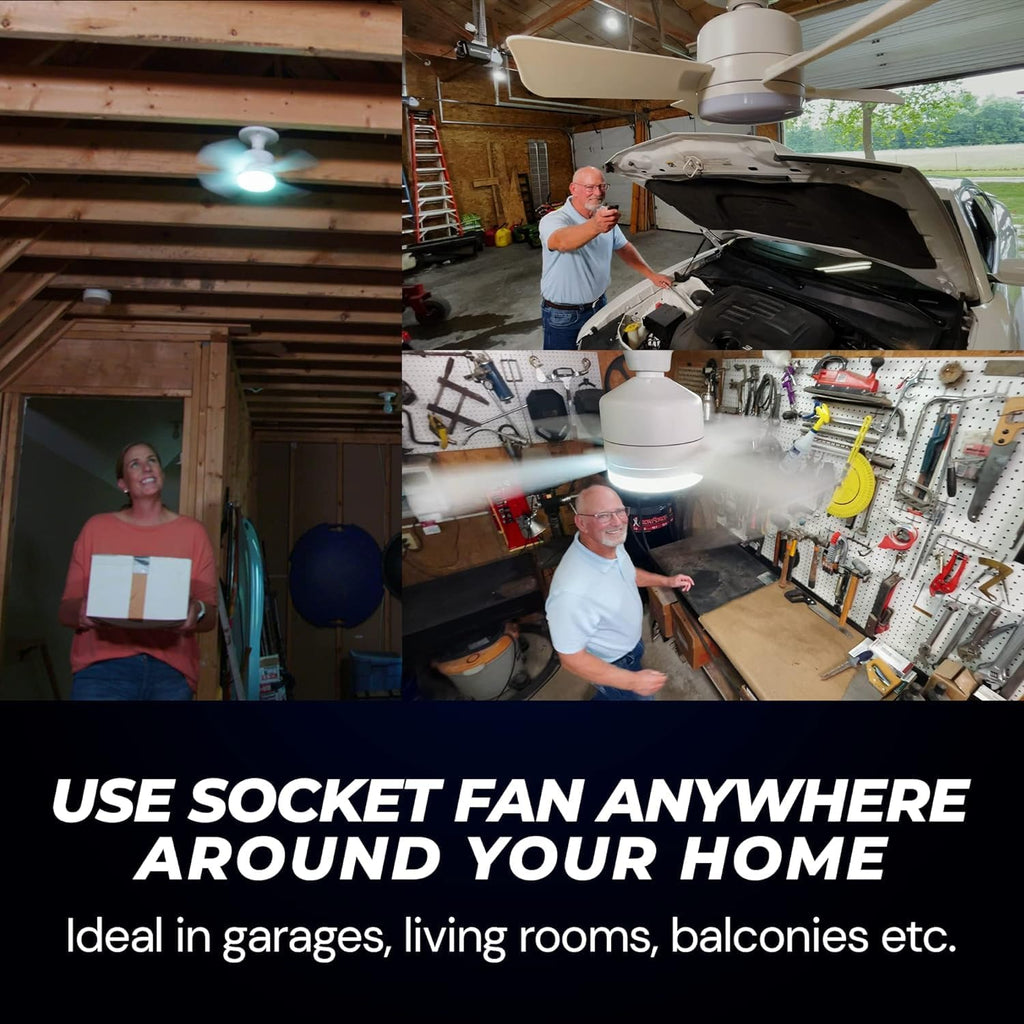 Breeze Socket Fan Light with Remote, Portable Small Ceiling Fans with Lights for Bedroom, Kitchen, Living Room, Ceiling Fan with Light 3500K, 1000 Lumens, Screws into E26/E27 A101-B0BXYY7Y2V