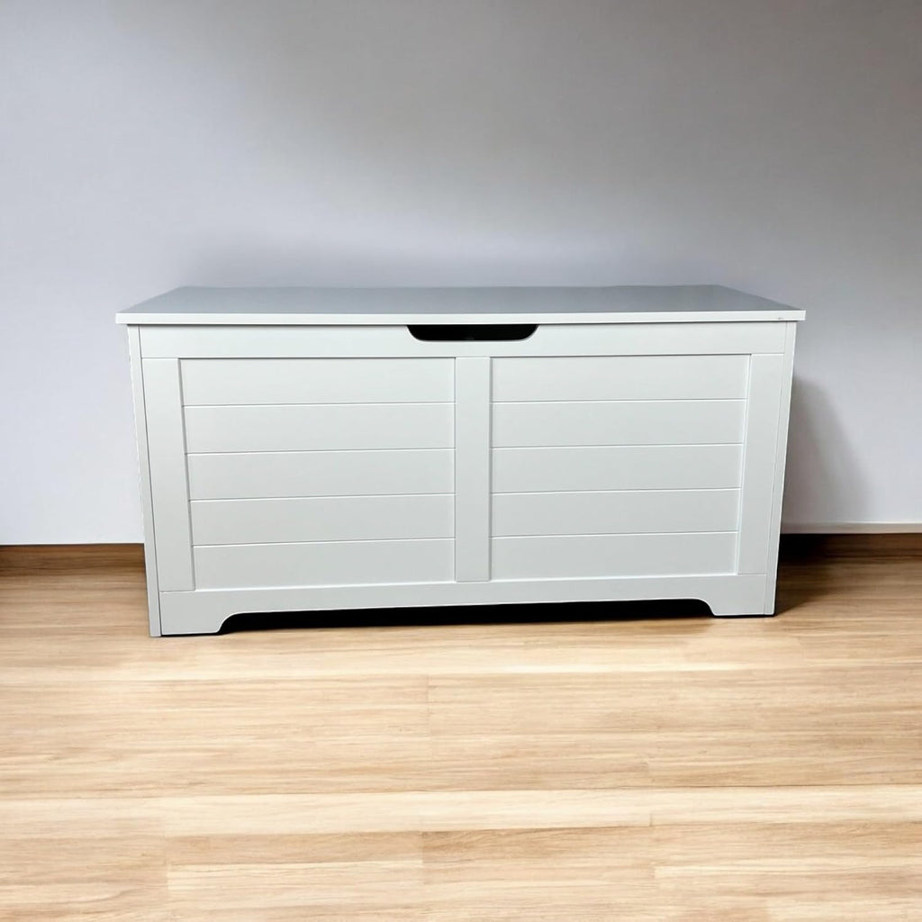 Top Open Cat Litter Box Enclosure Hidden Furniture Bench, Large Cat Washroom Cabinet and Indoor Storage Chest, Cream