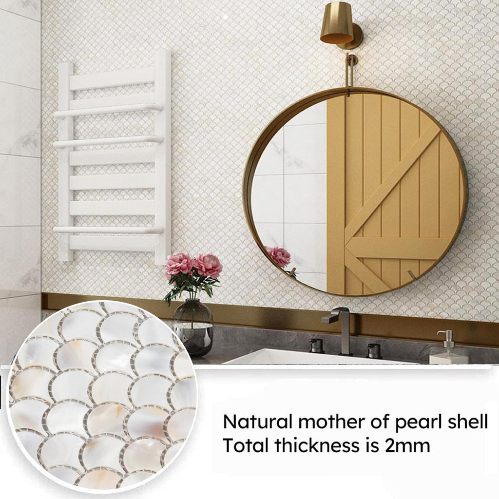Mother of Pearl Fish Scale Backsplash Wall Tile, 6 Sheets