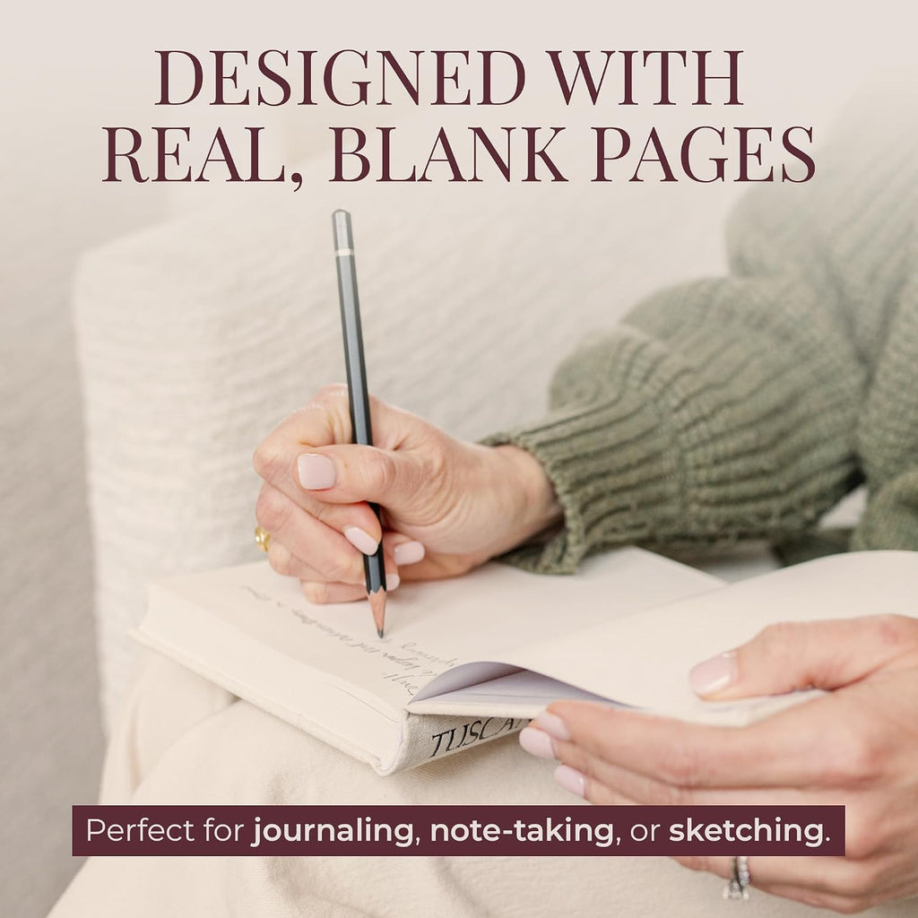 Ence Designs Decorative Books Decor Real Blank Pages Inside Set of 3 Designer-Inspired Faux Books with Beige Linen