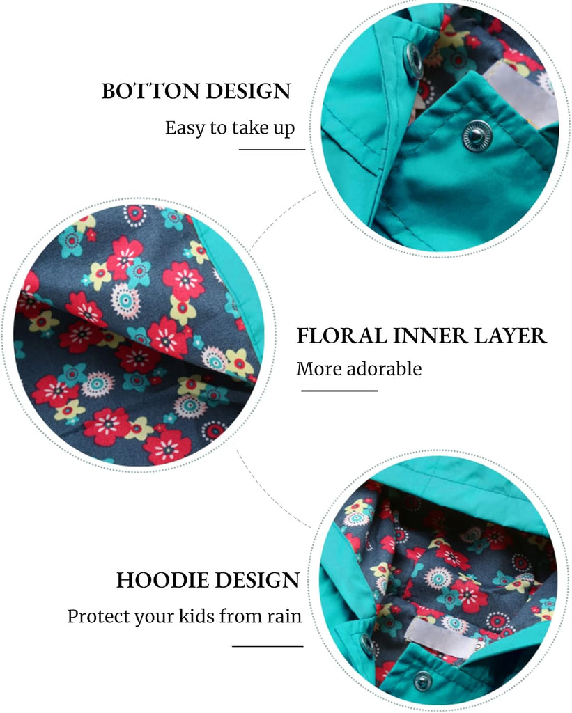 Toddler Girls Waterproof Hooded Coat Jacket Outwear Raincoat