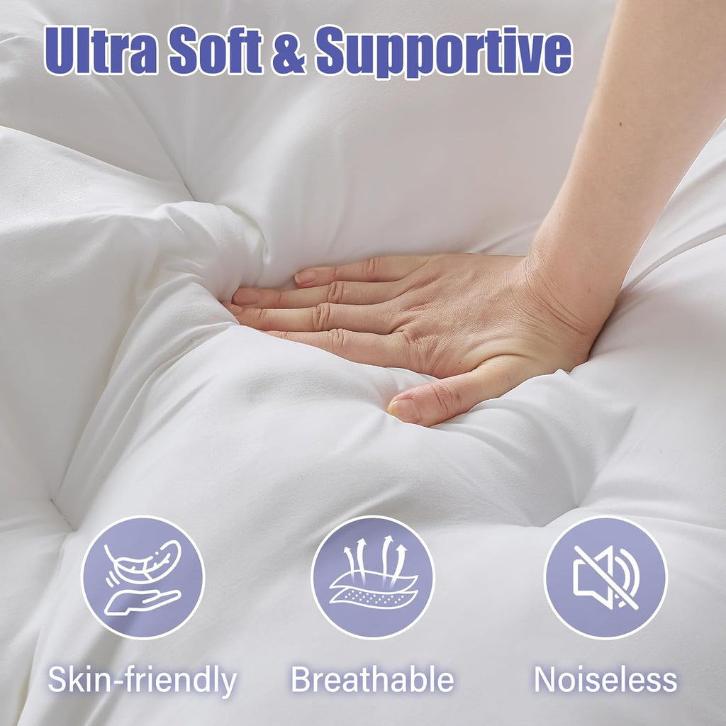 4 Inch Memory Foam Mattress Topper Queen for Back Pain Relief, Filled with Breathable Gel Memory Foam, Supportive