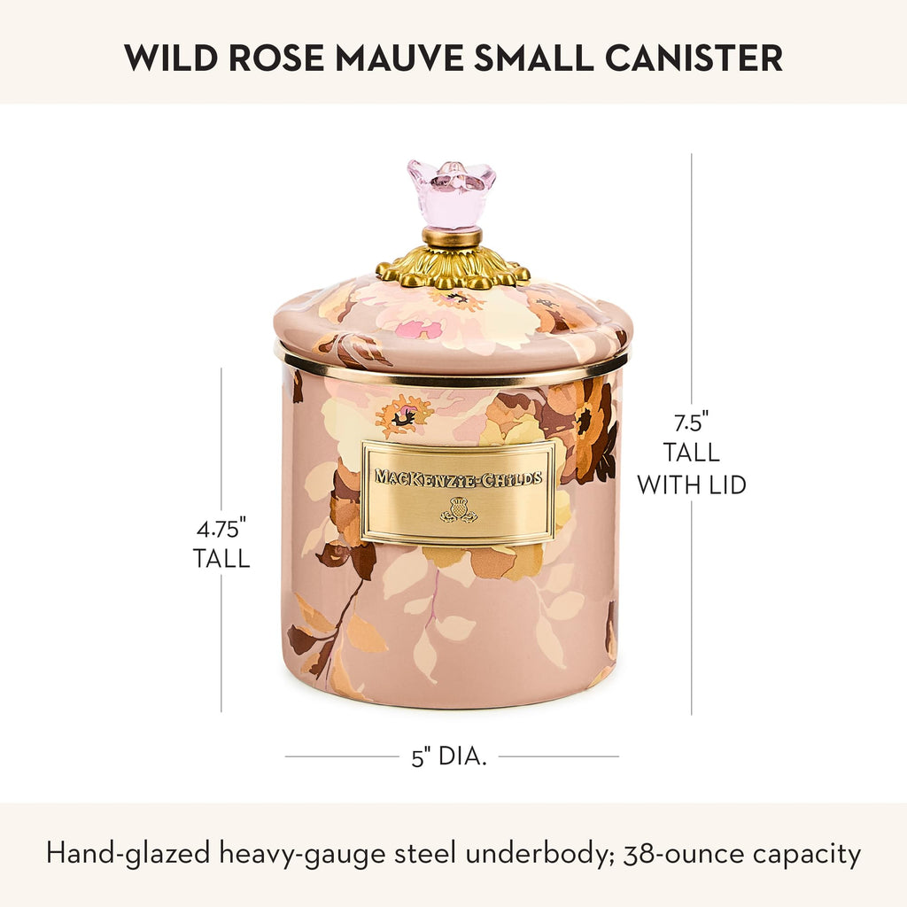 Enamel Canister, Small, Wild Rose Mauve