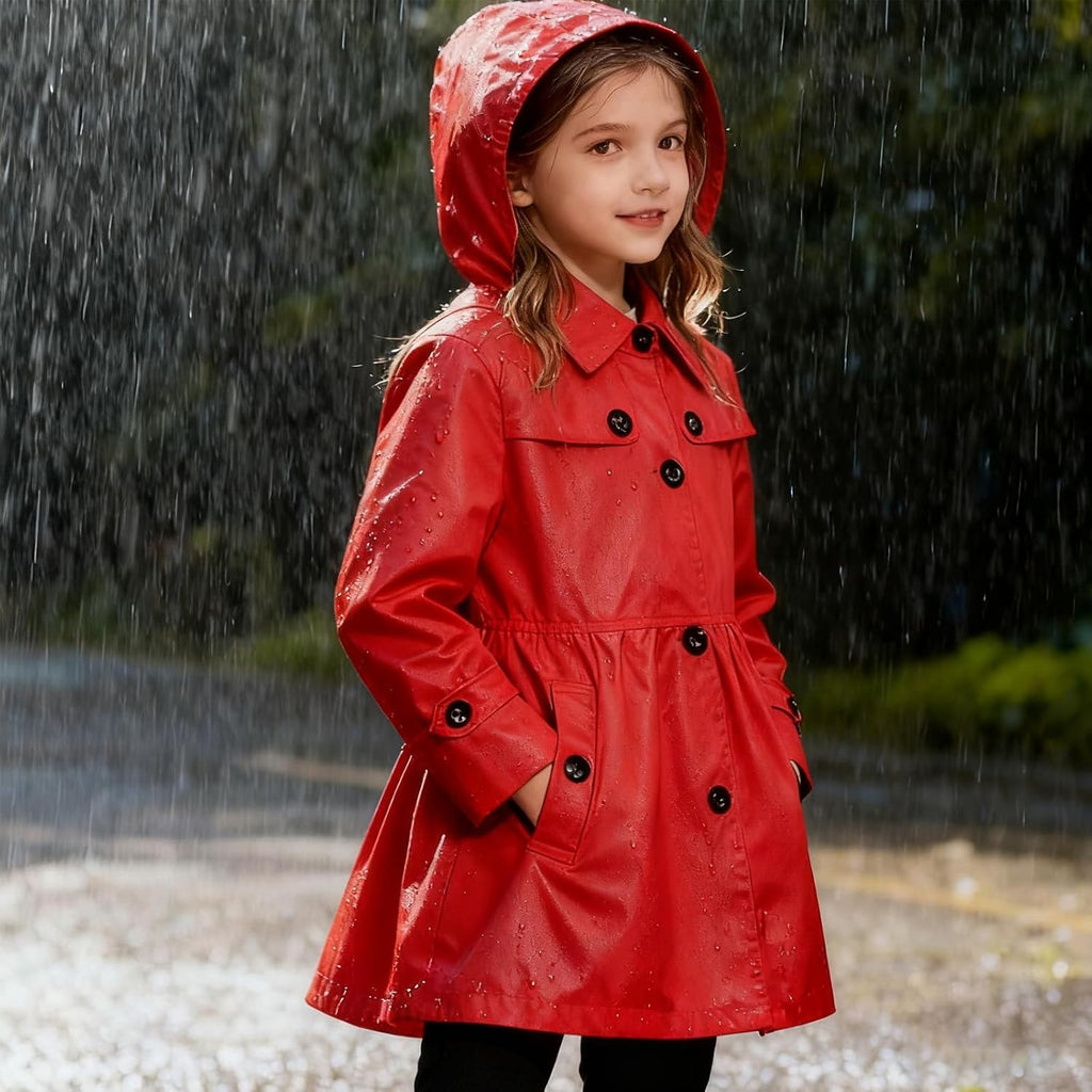 Girls Waterproof Windbreaker Jacket Lightweight Trench Coat