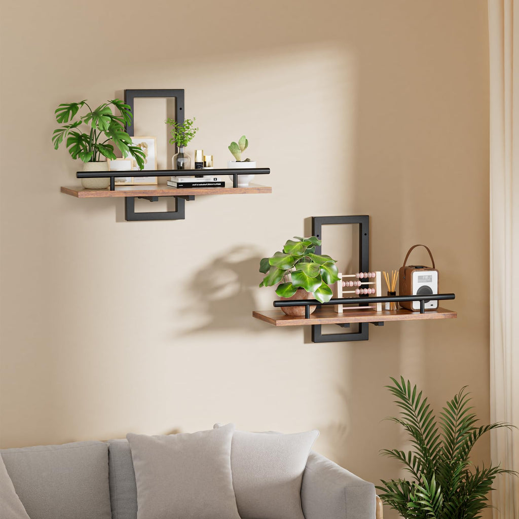 Floating Shelves for Wall, Plant Shelf Indoor, Wall Planters for Indoor Floating Plant Shelves Decor (2 Pack) (Rustic