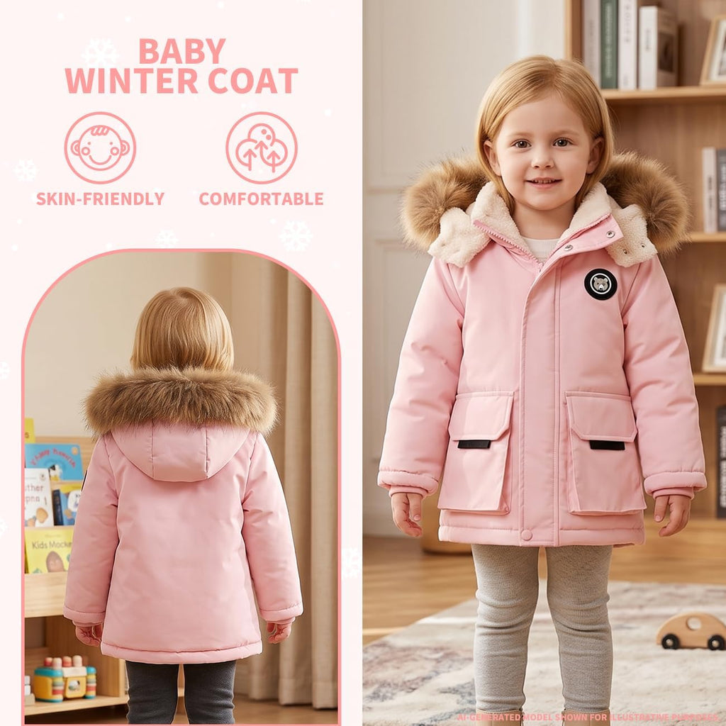 Toddler Winter Coat Baby Jacket Snow Hoodie Puffer Fleece Clothes