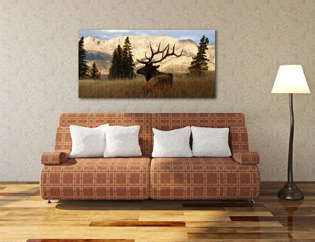 Wildlife Animal Painting Deer Elk Wall Art Canvas Prints Autumn Forest Landscape Picture Stretched Framed Modern Home