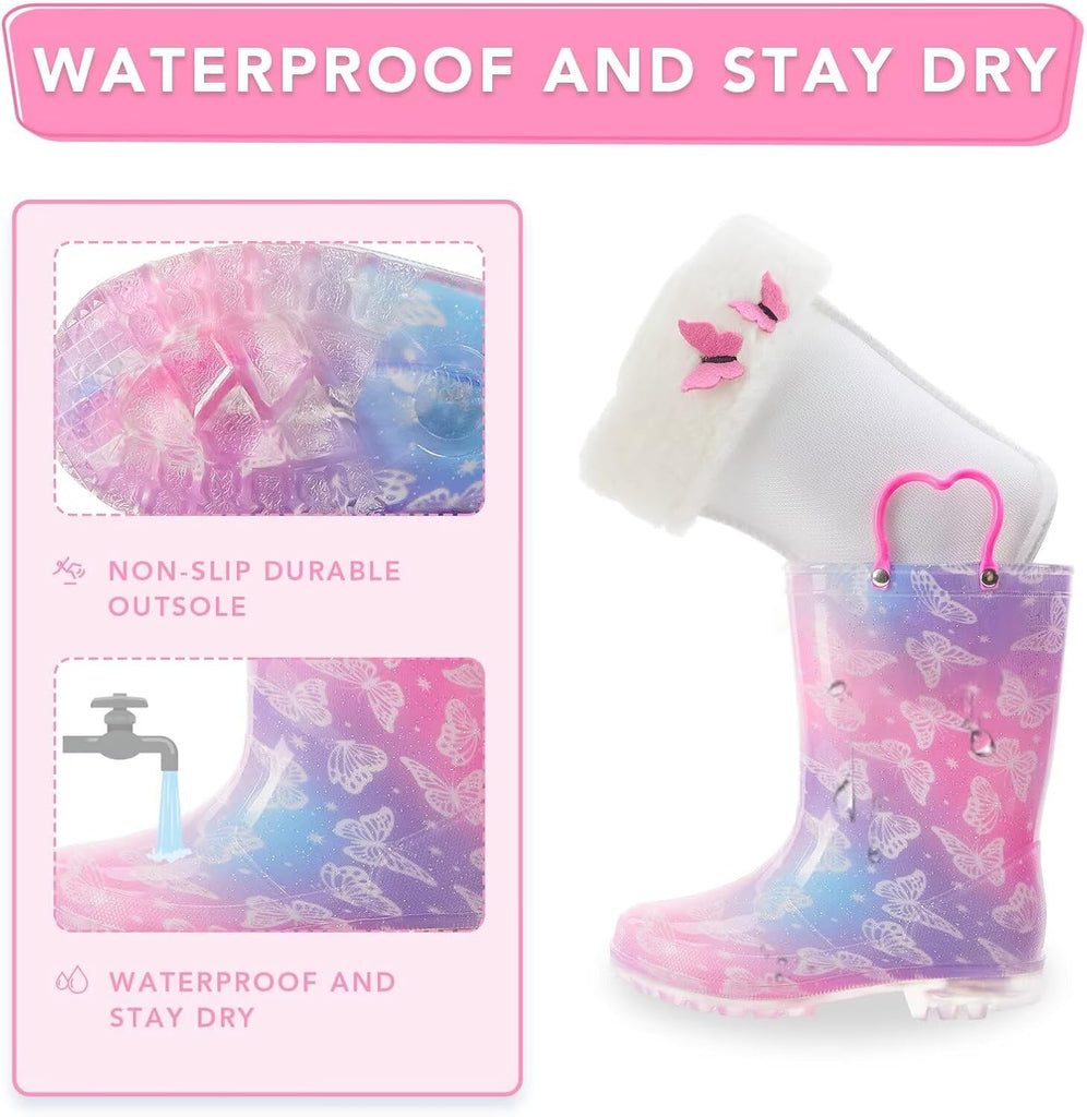 Toddler Rain Boots with Removable Sock Liner