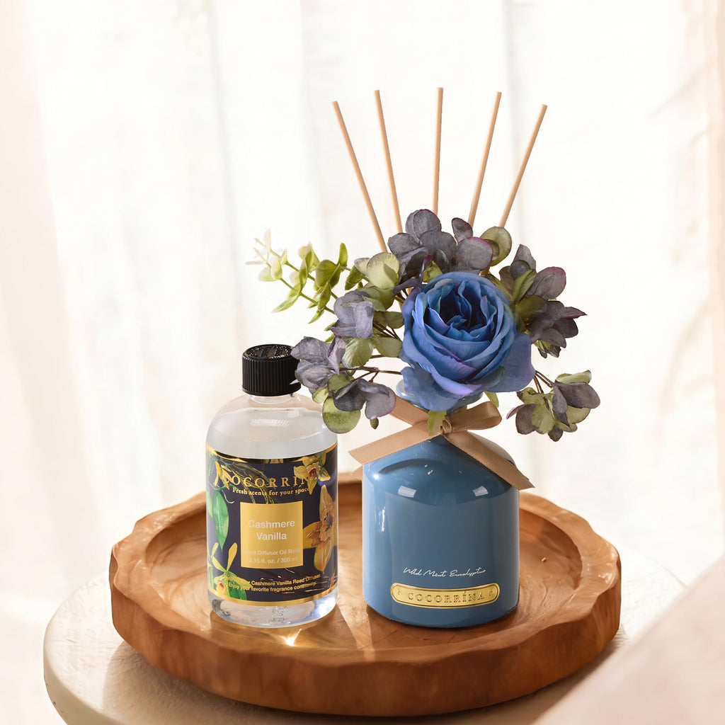 Reed Diffuser Refill Cashmere Vanilla 10.15oz (300ml) with 8 Sticks - Premium Long-Lasting Scented Oil Home Fragrance