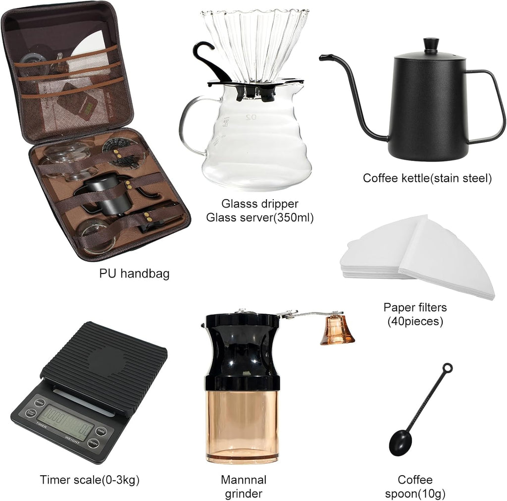 Pour Over Coffee Maker Set, All in One Portable Coffee Maker, Ideal Brewing and Travel, Coffee Lover Gift