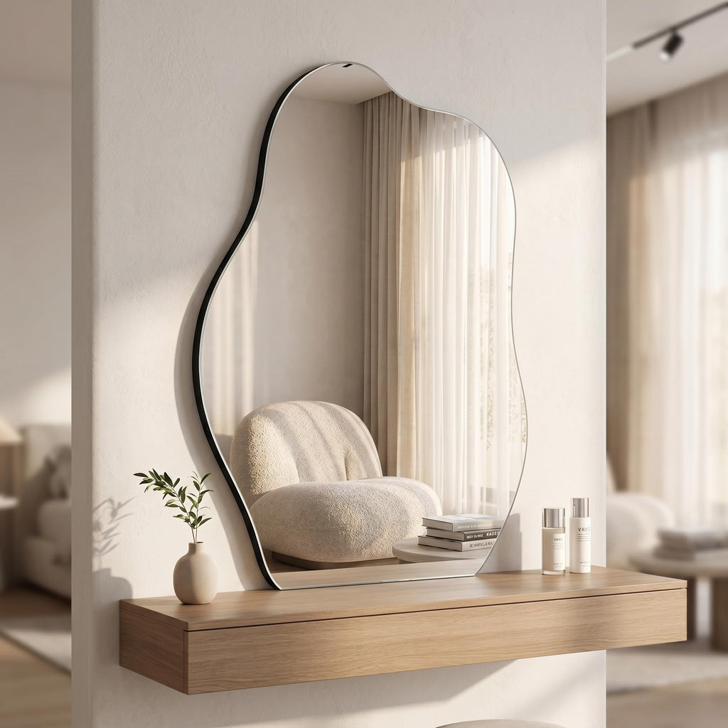 Irregular Wall Mirror, 20"x28" Bathroom Mirror for Over Sink