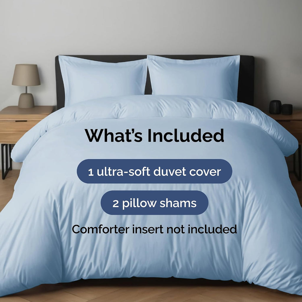 Duvet Cover Full Set - Extra Soft Full Duvet Cover 80" 90" with 2 Pillow Shams for Women, Men, Kids & Teens - Hotel