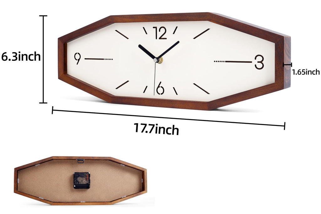 Wooden Retro Wall Clocks, 18 Inches Square Clocks Rectangular Wall Clock