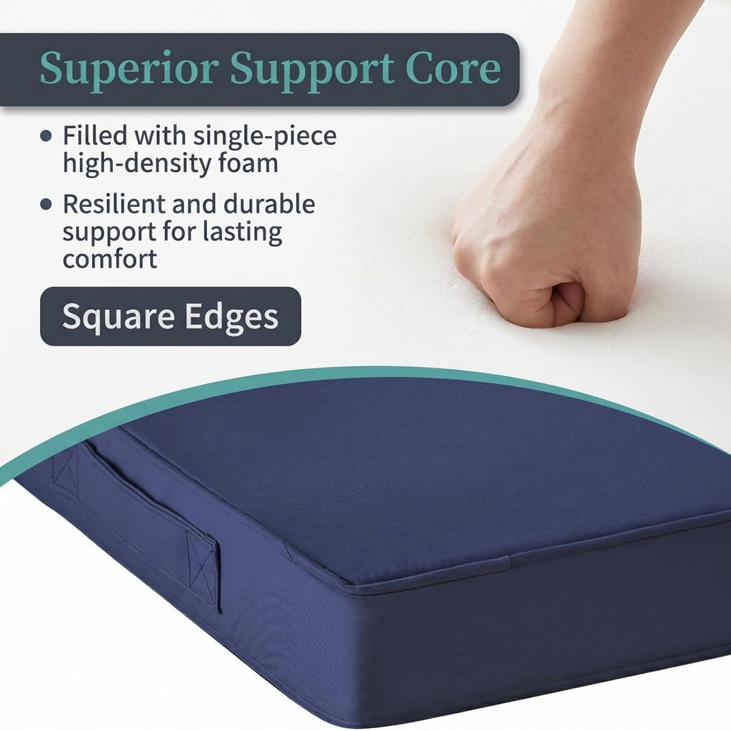 Outdoor Chair Cushions Set of 4, Navy 19"x19"x3" | Patio Chair Cushions, Waterproof Furniture Cushions with Removable