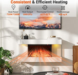 18-Inch Wall Mount Electric Fireplace with 32-Inch Floating Mantel, Remote, 3 Sided Electric Fireplace
