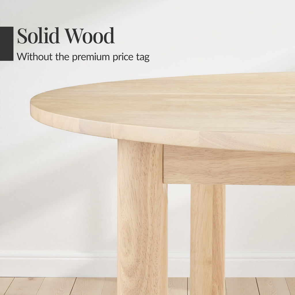 Solid Wood Dining Table for 4-6, Kitchen Table, 47" Round Table, Modern Farmhouse, Space Saving, Or Living Room