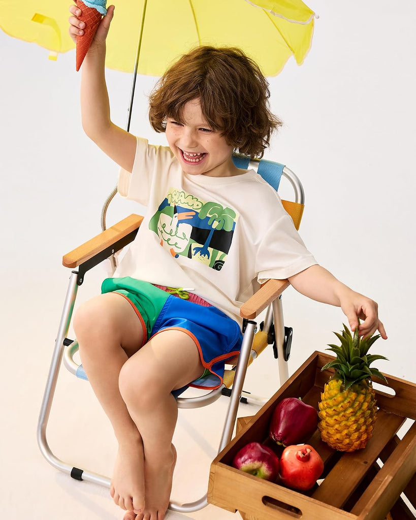 Boys Swim Trunks with Compression Liner Vintage Swim Shorts