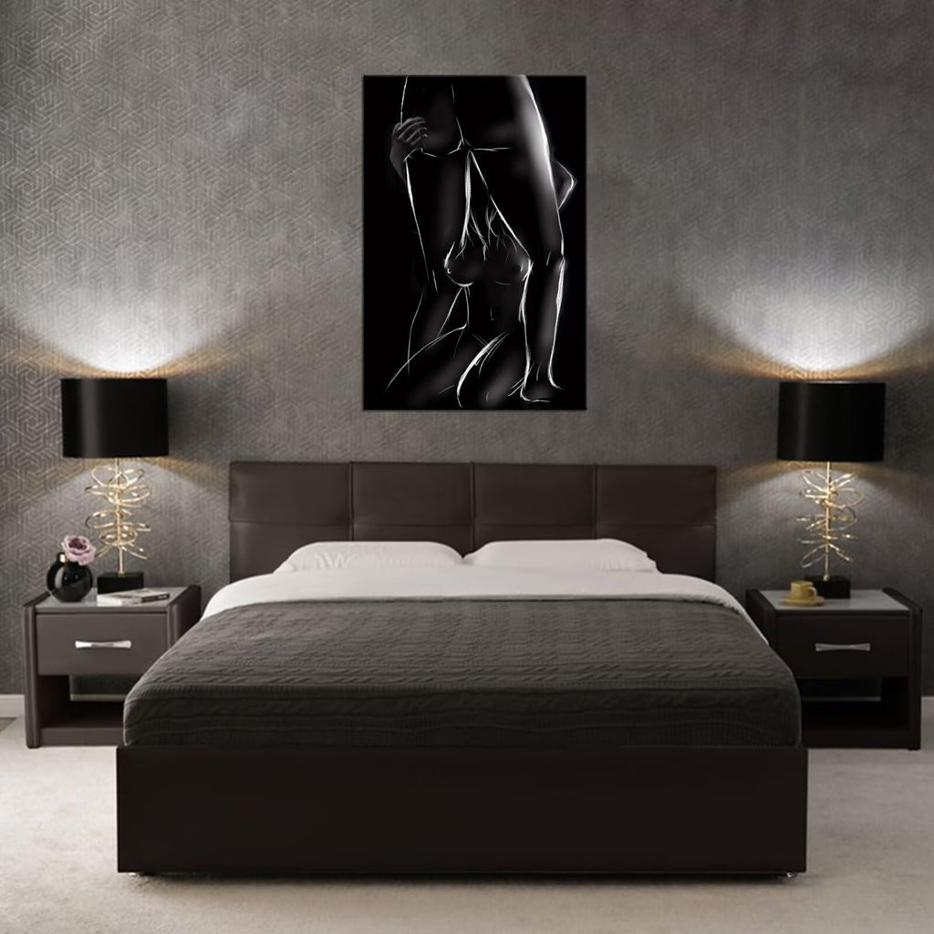 Black and White Sexy Woman and Man Canvas Wall Art Hotel Bathroom Apartment Room Decor Nude Pictures Abstract Prints