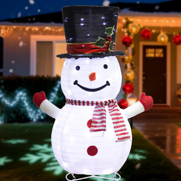Snowman Christmas Decorations Outdoor Indoor, 50 LED 2.5Ft Lighted Collapsible Snowman Decorations, Waterproof