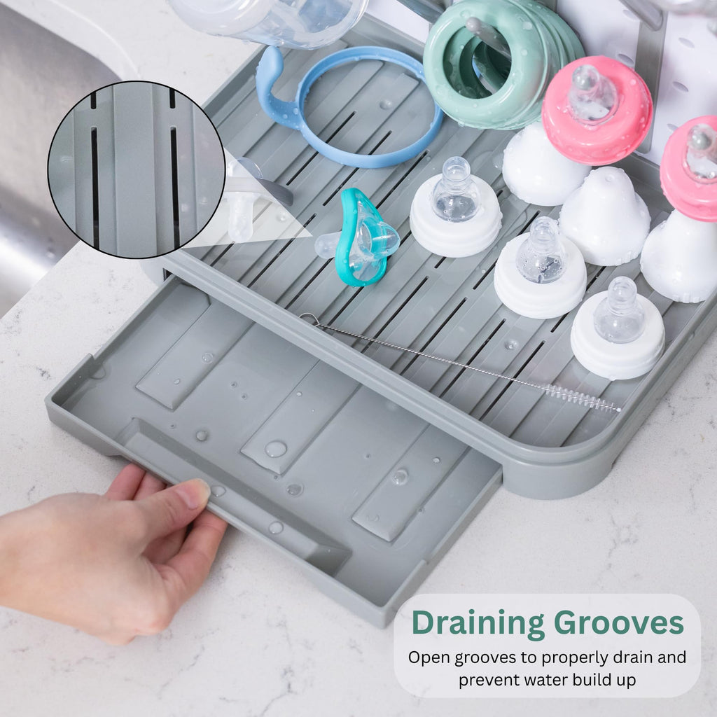 Baby Bottle Drying Rack - Large Vertical Bottle Dryer for 15 Bottles, Space-Saving Countertop Rack for Baby Bottles &